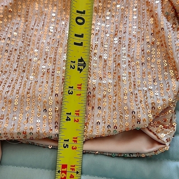 NWT GOLD EMBELLISHED SEQUINED CROP TOP OPEN TIE BACK LARGE - Picture 10 of 10